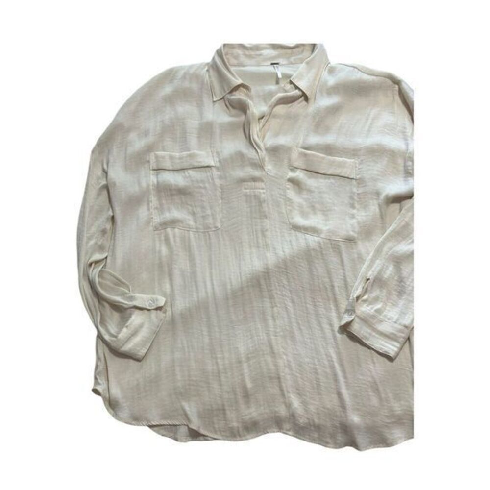 Free People Starry Dreams Pullover Tunic‎ Top Ivory White Blouse Sz Large